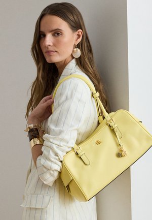 Lauren Ralph Lauren, LEATHER LARGE MARCY ZIP SATCHEL - Käekott - lemon sorbet