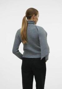 Vero Moda VMZOEY WRAP NECK - Maglione - medium grey melange