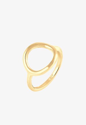 Goldfarbener Ring mit einem einzigartigen, fließenden Design in Tropfenform. Hergestellt aus 925er Sterlingsilber, das eine glatte, polierte Oberfläche zeigt.