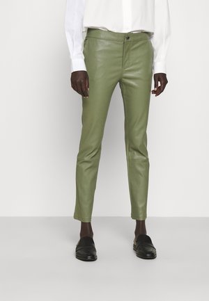 Leren broek - mottled olive