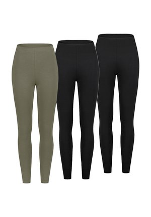 3ER-PACK STRETCHIGE MIT HOHEM BUND,  - Leggings - Hosen - schwarz grün