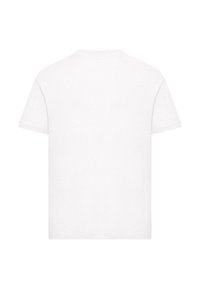 Hvid kortærmet T-shirt lavet af blødt bomuld. Standard pasform med rund halsudskæring og ingen synlig branding eller grafik på bagsiden.