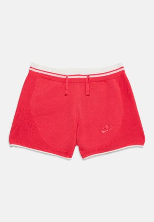 Κόκκινα πλεκτά σορτς Nike με λευκή επένδυση και κορδόνι στη μέση, με υφή στο πλευρικό μοτίβο και κεντημένο λογότυπο στο μπροστινό μέρος.