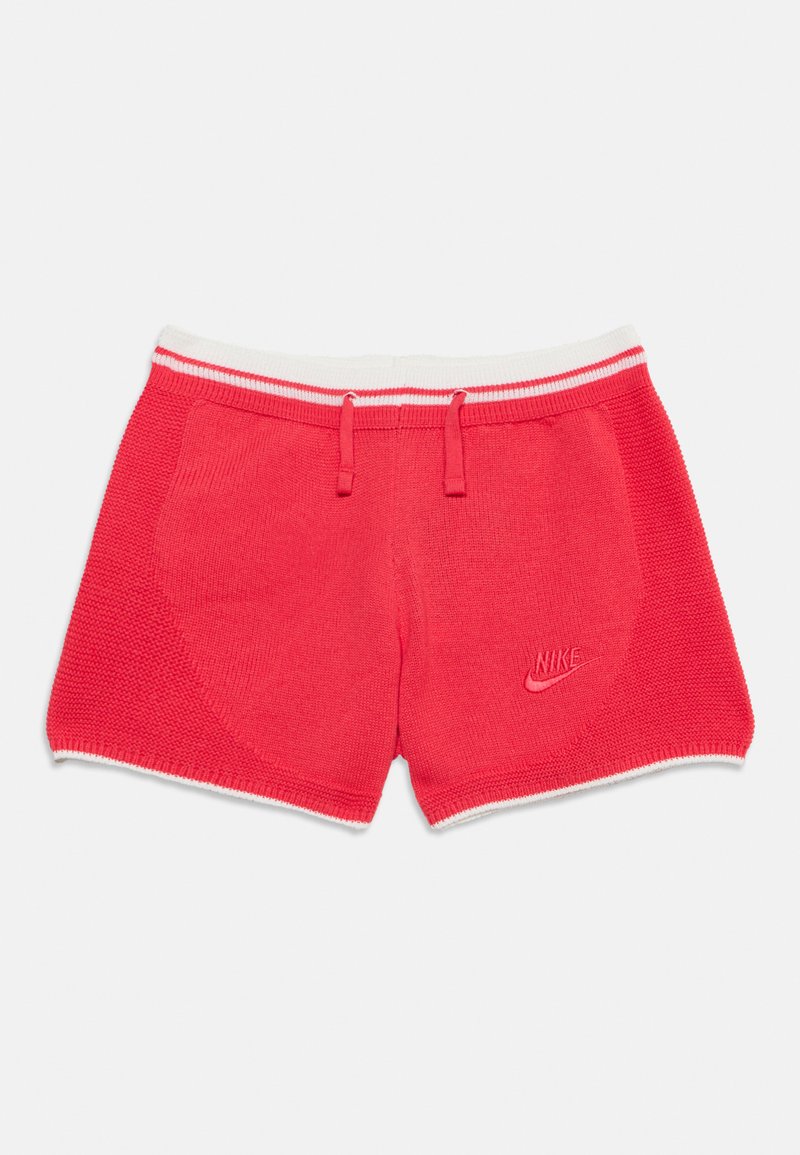 Κόκκινα πλεκτά σορτς Nike με λευκή επένδυση και κορδόνι στη μέση, με υφή στο πλευρικό μοτίβο και κεντημένο λογότυπο στο μπροστινό μέρος.