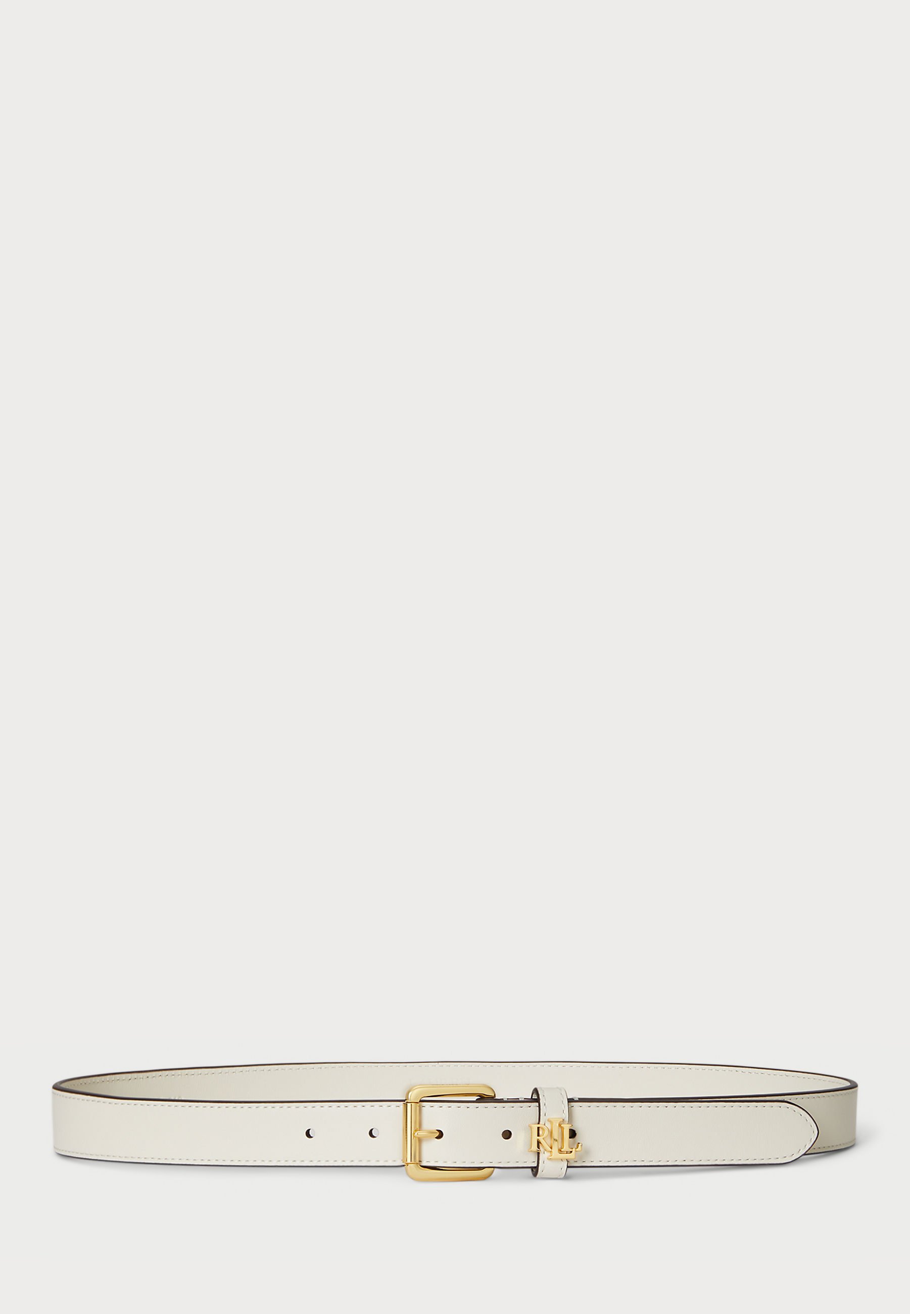 White Leather Belt with Gold Logo Accent Tommy Hilfiger TH MONOGRAM SHINY LEATHER BELT - Belt - soft  main image 3