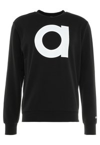 Felpa nera in misto cotone, con un grande logo bianco "a" sul davanti, polsini a costine e un design a girocollo.