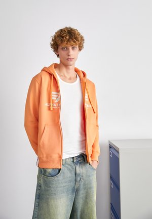 BASIC ZIP HOODY - Cipzáras pulóver - tangerine