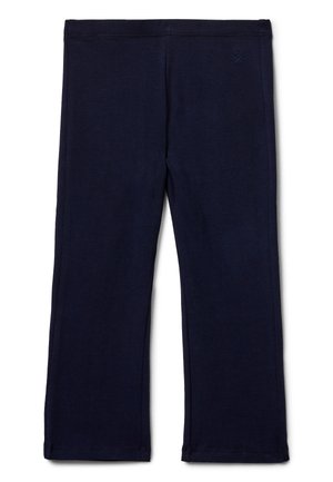 Leggings blu navy realizzati in un tessuto morbido. Presentano una vita liscia e un piccolo logo accentato sul lato sinistro. Design a gamba dritta.