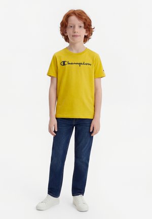 Champion BASICS CREW NECK - Μπλουζάκι με στάμπα - dark yellow