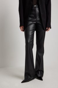 FITTED FLARED PANTS - Auduma bikses - black