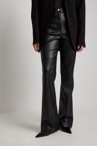 FITTED FLARED PANTS - Tygbyxor - black