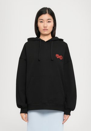 WOMEN CHERRY MOUTH PRINT HOODIE - Sweatshirt - black