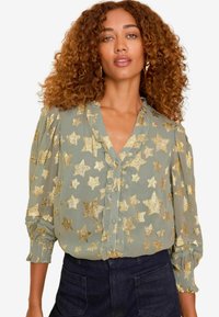 Love & Roses STAR RUFFLE 3/4 SLEEVE REGULAR FIT - Blúzka so zapínaním na gombíky - grey metallic