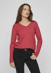 VILA VIRIL L/S V-NECK TOP - Pulover - viva magenta