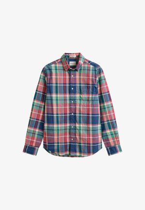 Overhemd met knopen en lange mouwen, met een geruit patroon in rood, blauw, groen en wit en een borstzak.