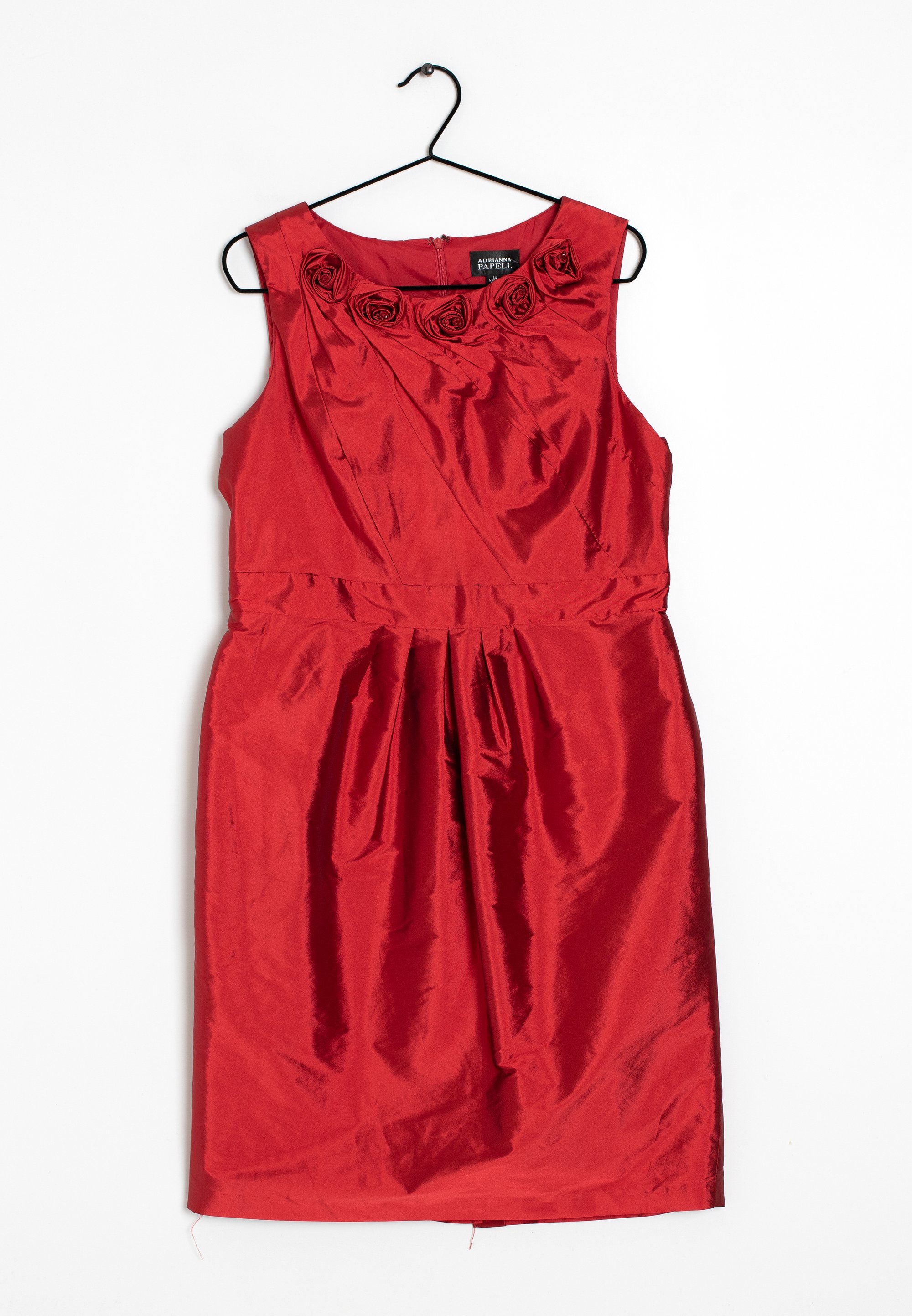 adrianna papell red cocktail dress Adrianna Papell Stretch Satin Corset Back Midi Dress