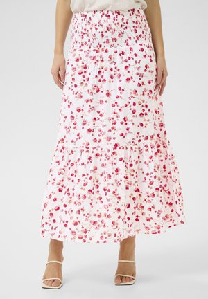 Cream CRTIAH - Maxi skirt - pink red flower