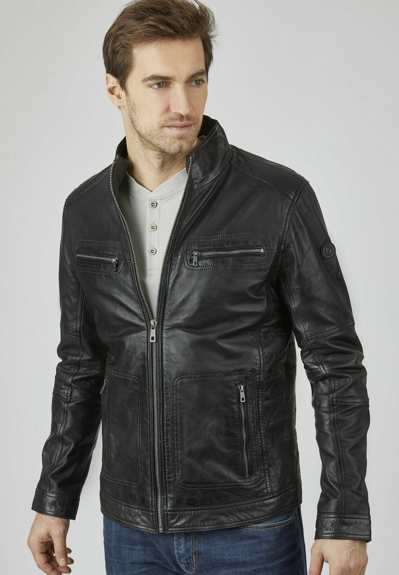 bugatti Leather jacket - schwarz/black - Zalando