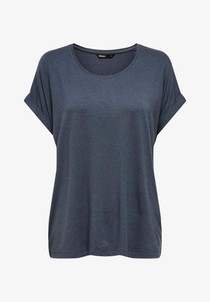 Mørkegrå, kortærmet T-shirt med rund hals, blød tekstur, slapp passform og opfoldede ærmer, lavet af letvægts, åndbart stof.