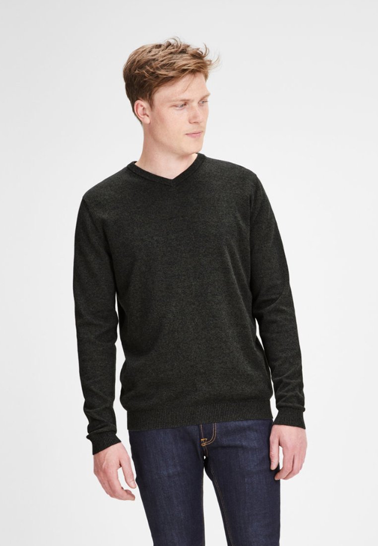 Jack & Jones JJEBASIC V-NECK - Jumper - anthracite
