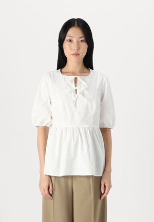 PEPLUM TOP WITH FRONT TIES - Bluse - white