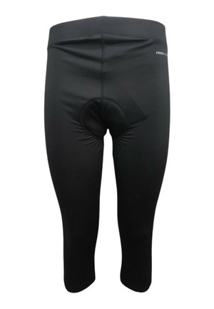 Pantaloncini da ciclismo imbottiti neri con gambe lunghe fino al ginocchio e vita alta aderente.