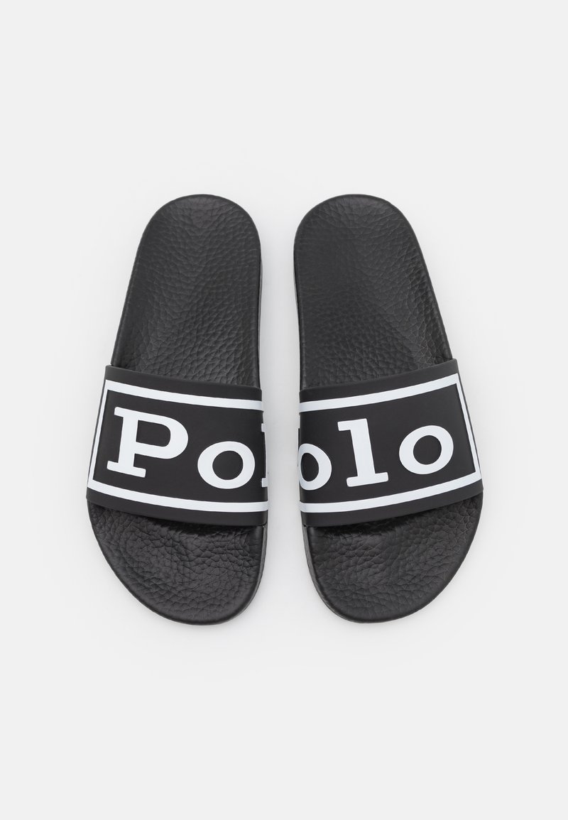 Polo Lauren SLIDE UNISEX - Sandalias - black/white/negro - Zalando.es