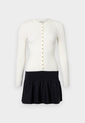 ROBE COURTE BOUTONS - Pulóverruha - ecru/noir