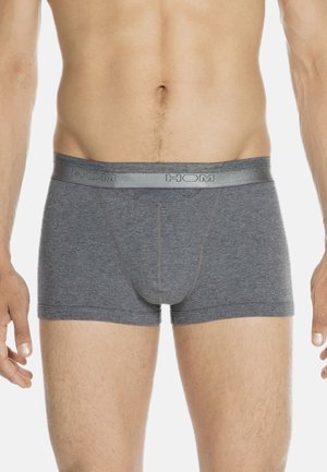 Grijze boxershorts van zacht materiaal, met een aansluitend ontwerp, een gevormde pouch en een gladde elastische tailleband met de merknaam.