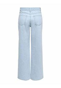 Lyseblå vide jeans med høy livhøyde, med to baklommer og denimtekstur. Designet gir en avslappet passform.