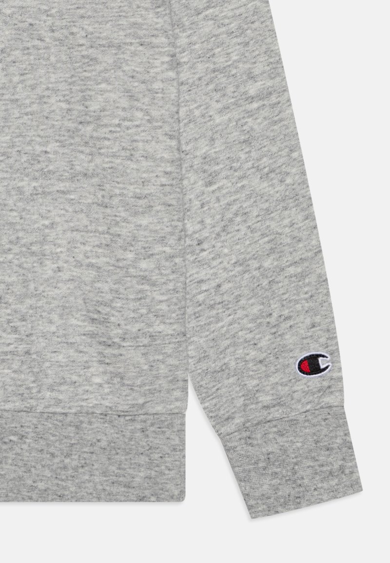 Felpa grigia realizzata in morbido cotone misto, con maniche lunghe e polsini a coste, decorata con un piccolo logo ricamato sulla manica.