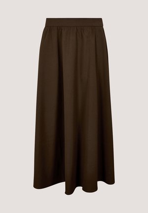 Apricot, BRUSHED TWILL A-LINE MIDI SKIRT - А-образна пола - brown