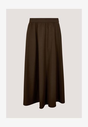 Apricot, BRUSHED TWILL A-LINE MIDI SKIRT - А-образна пола - brown