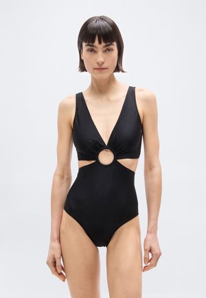 TIMELESS CUT-OUT SWIMSUIT WITH HOOP - Badedragt - black