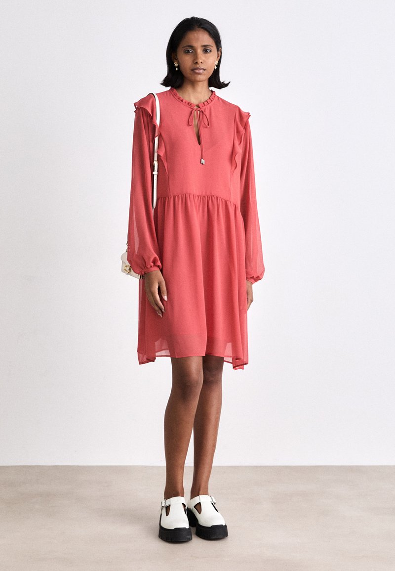 red pastel dress Amaranth Sky Midi Dress Teuta Matoshi