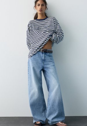 PULL&BEAR STRIPED - T-shirt à manches longues - blue