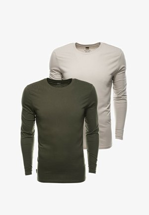 SET OF TWO LONGSLEEVE Z43 - T-shirt à manches longues - dark olive and beige