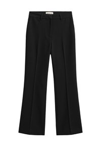 Pantaloni negri pentru femei, croiți pe măsură, cu bucle pentru curea, picioare drepte și etichetă vizibilă a brandului GANT în interiorul taliei.