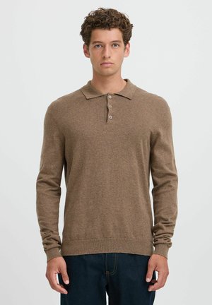 Casual Friday, ELEGANTER STRICKPULLOVER KNOPFLEISTE REGULAR FIT UNIFARBEN - Poloshirt - braun
