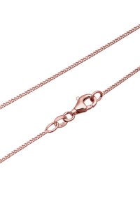 Roségouden metalen ketting met fijne geweven textuur, voorzien van een kreeftenkluis en ronde schakels, gemarkeerd met "925" voor sterling zilver.