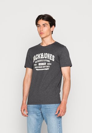 JJEJEANS TEE O NECK - T-shirt con stampa - dark grey melange