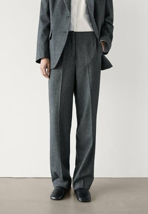 HERRINGBONE - Trousers - black