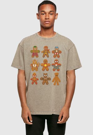 MARVEL UNIVERSE - CHRISTMAS GINGERBREAD AVENGERS ACID WASHED - Print T-shirt - darkkhaki