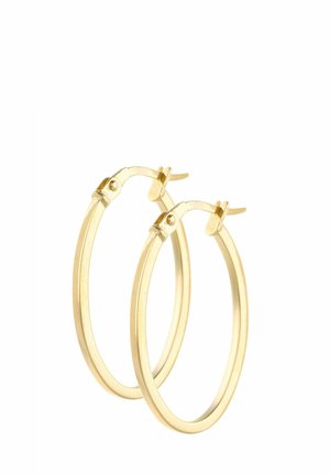 Auksinės apvalios auskarai su švelniu, blizgiu paviršiumi ir vyriuku užsegimu. Apvalios formos, vidutinio dydžio, tinkami kasdieniniam arba oficialiam dėvėjimui.