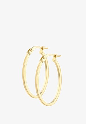 Creolen in Goldoptik mit glatter, polierter Oberfläche und Klappverschluss. Rundes Design, mittlere Größe, geeignet für legere oder formelle Anlässe.