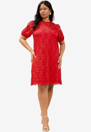 PLUS SIZE FIT - SHORT SLEEVE MINI - Denné šaty - red