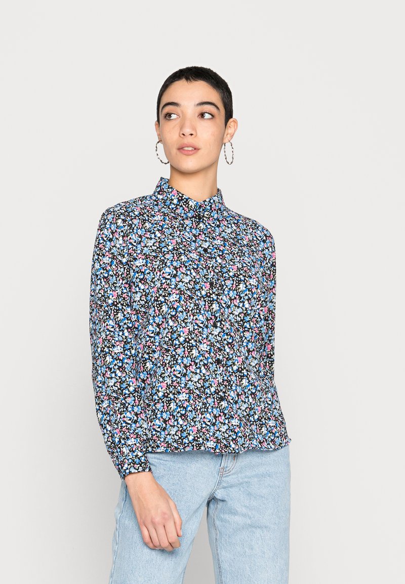 JDY JDYBROOKE LS NOOS - Blusa com botões - black/powder blue