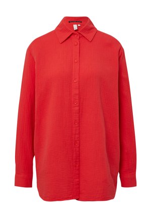 Rode button-up shirt gemaakt van gestructureerde stof, met een klassieke kraag, lange mouwen en een voorkant met knoopsluiting, in een relaxte pasvorm.