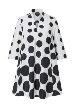 Ulla Popken POLKA DOT GODET PLEATED 3/4 SLEEVE - Tuniek - snow white
