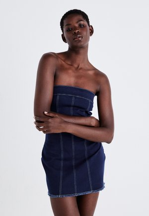 Denim Project BANDEAU DRESS - Robe en jean - dark blue wash